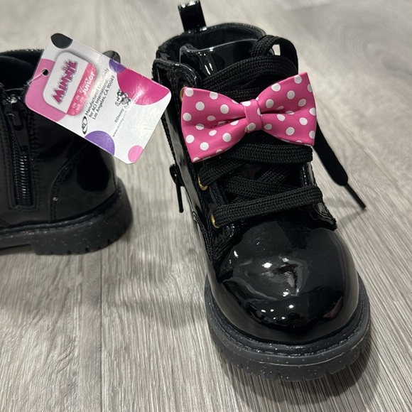 Minnie Mouse High Top Black Combat Boots Toddler Girls Baby Size 6 Disney - Picture 10 of 13
